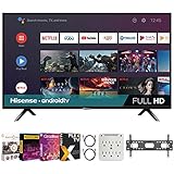 Hisense 43H5500G 43 Inch H55 Series FHD Smart Android TV with DTS Studio Sound Bundle with Premiere Movies Streaming + 37-100 Inch TV Wall Mount + 6-Outlet Surge Adapter + 2X 6FT 4K HDMI 2.0 Cable