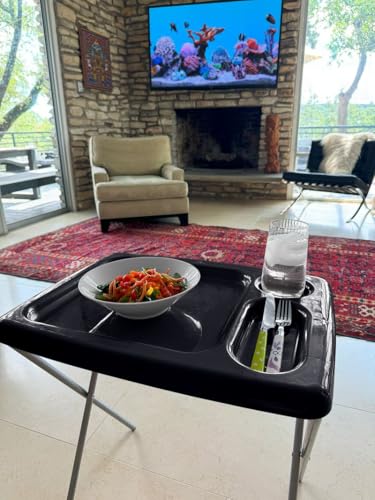 Image of Folding TV Tray Table, Portable, Sturdy, Black (Set of 2)