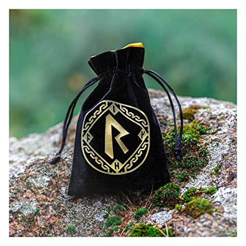Q-Workshop QWORUN21 Runic Black & Golden Velour Dice Bag