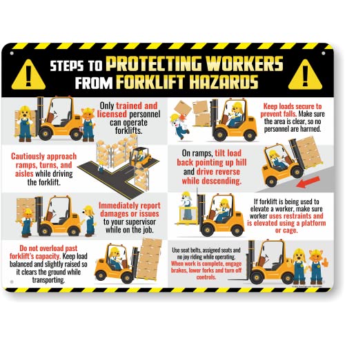 Smartsign F0WU 18 X 24 Inch Forklift Safety Poster "Steps To Protecting Workers From Forklift Hazards" 55 Mil Tear-Resistant Plastic cover