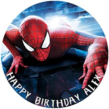 SPIDERMAN PERSONALISED EDIBLE BIRTHDAY CAKE TOPPER 8" CIRCLE (WAFER PAPER)