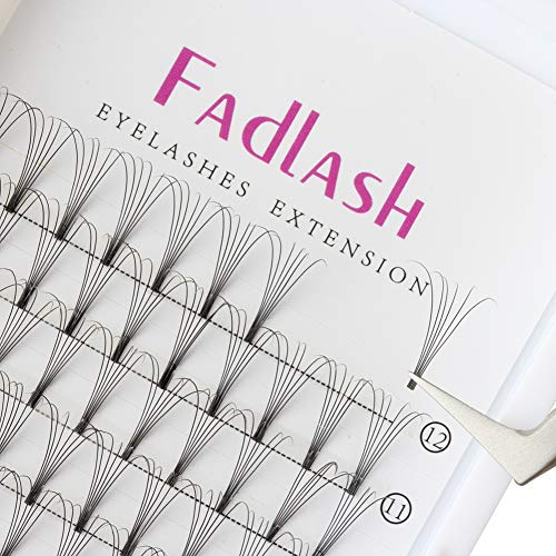 Volume Lash Extensions 6D Premade Fans Eyelash Extensions Mixed Tray C curl 8~14mm FADLASH Mega Volume Lashes 0.10mm Pre-fanned Natural Rapid Cluster Eyelashes (6D-0.10-C, 8-14mm Mix )