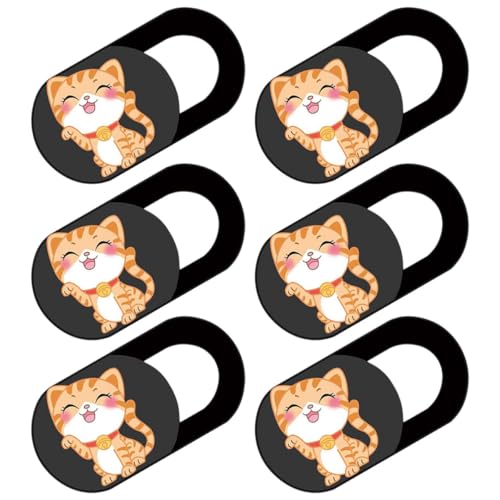 PRETYZOOM Fundas Protectoras para Cámara Web Diseño de Gato, Deslizantes, Ultrafinas y Ligeras, 6 Unidades para Portátil y Tablet, Cubierta de Privacidad para Webcam y Cámara de Ordenador