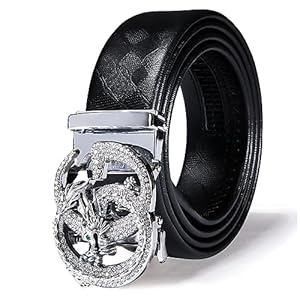 Dubulle Designer Mens Belts, Sliding Automatic Buckle Ratchet Dress Belt TOP Genuine Leather Strap Gifts