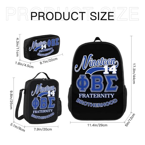 Fraternity Gifts Backpack Bundle - 17" Durable Large Backpack with Insulated Lunch Box & Pencil Case, HD Printed Greek Life Backpack Set for Adult2