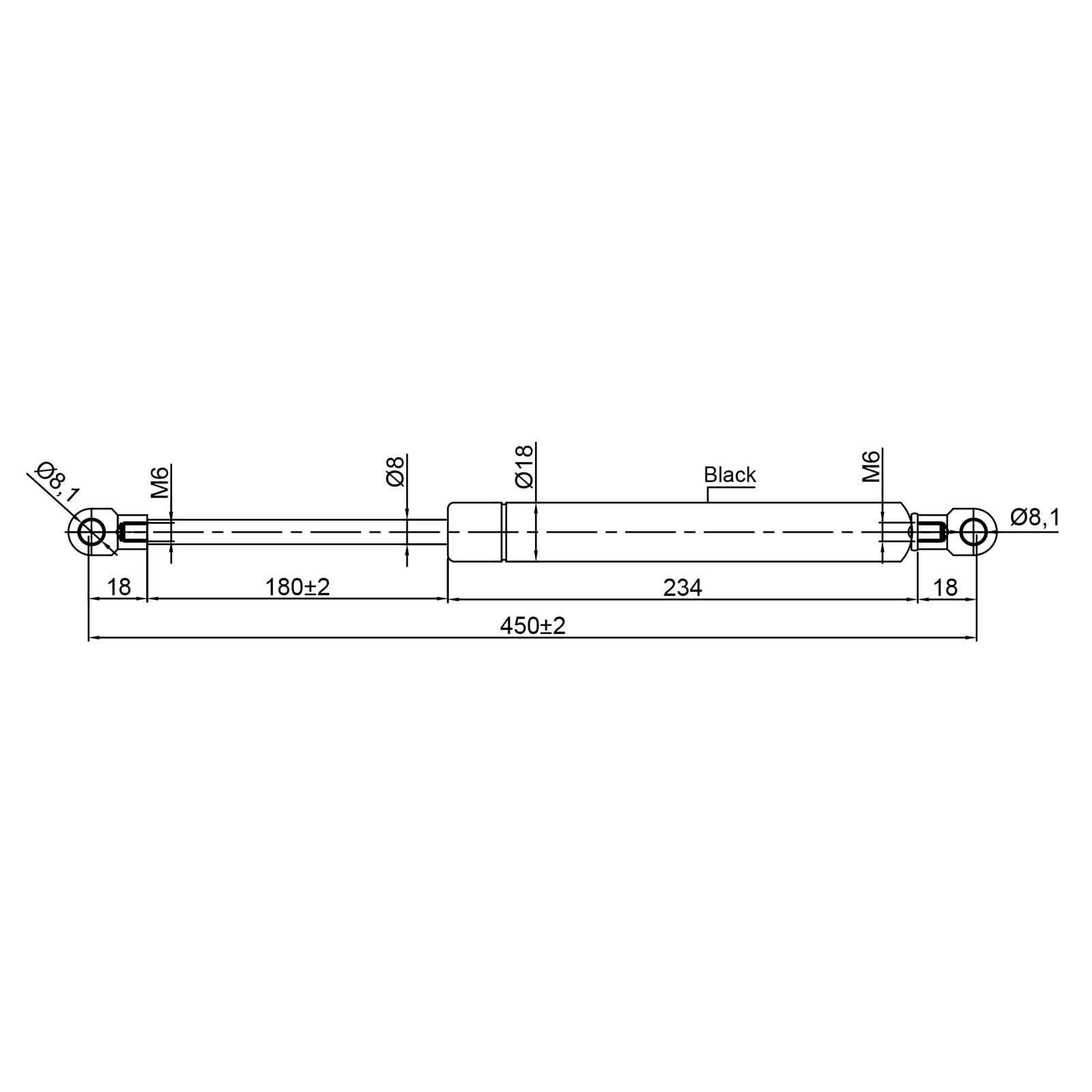 Universal Gas Struts Spring Eyelet | 100-1000 Newton | Length Options 200 mm to 900 mm | Heavy-Duty | Lift Support System (800MM, 300 N) — view 7