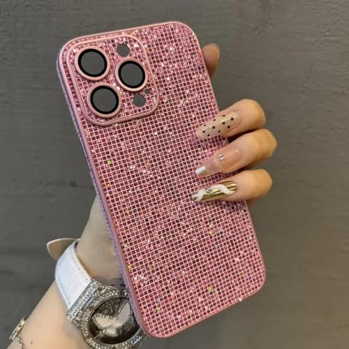 Coque iPhone 12 Pro luxe pailletée rose étui chic avec protection caméra