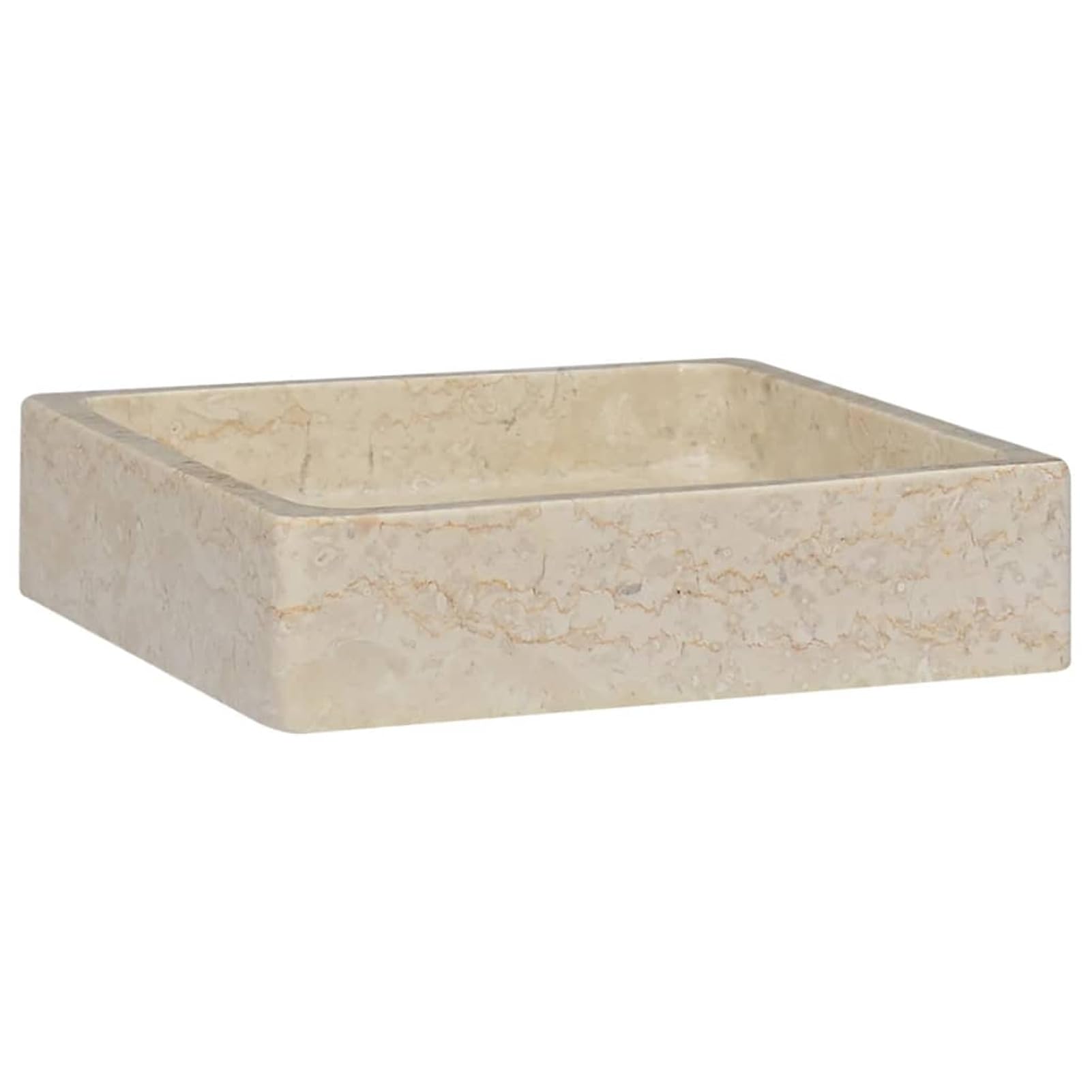 ShGaxin Lavabo Crema mármol 40x40x10 cm, Fregadero, Lavabo Baño, Lavamanos Baño, Lavatorio Casa De Banho, Mueble Lavabo sobre Encimera 149168