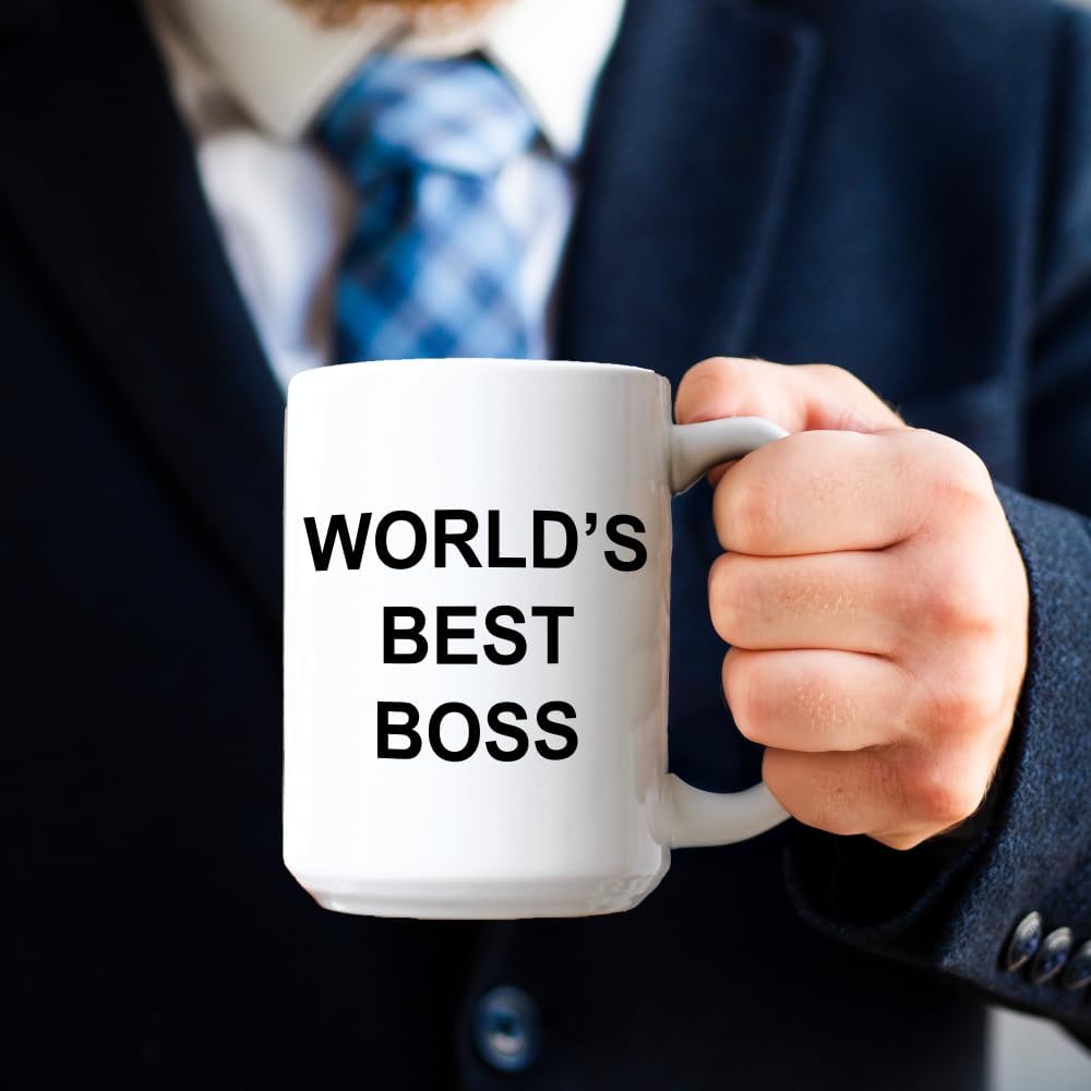 Hogg Worlds Best Boss Mug, Office Mug, Boss Cup, Funny Ceramic Coffee Cup, Coworker Birthday Gift, The Office Novelty Award, Gag Gift for Christmas, Sarcastic CEO Award