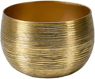 Serene Spaces Living Gold Etched Aluminum Bowl, Floating Candle Holder, ...