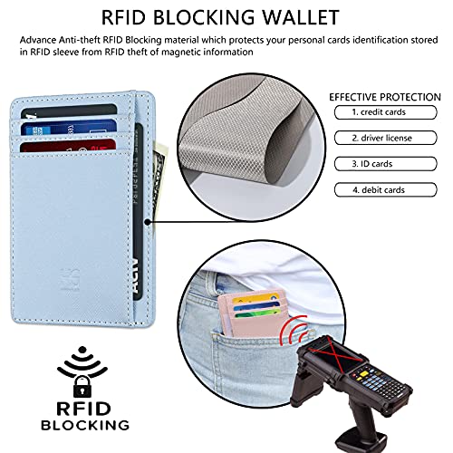 Image of GH GOLD HORSE Slim RFID Blocking Card Holder Minimalist Leather Front Pocket Wallet for Women | Slim