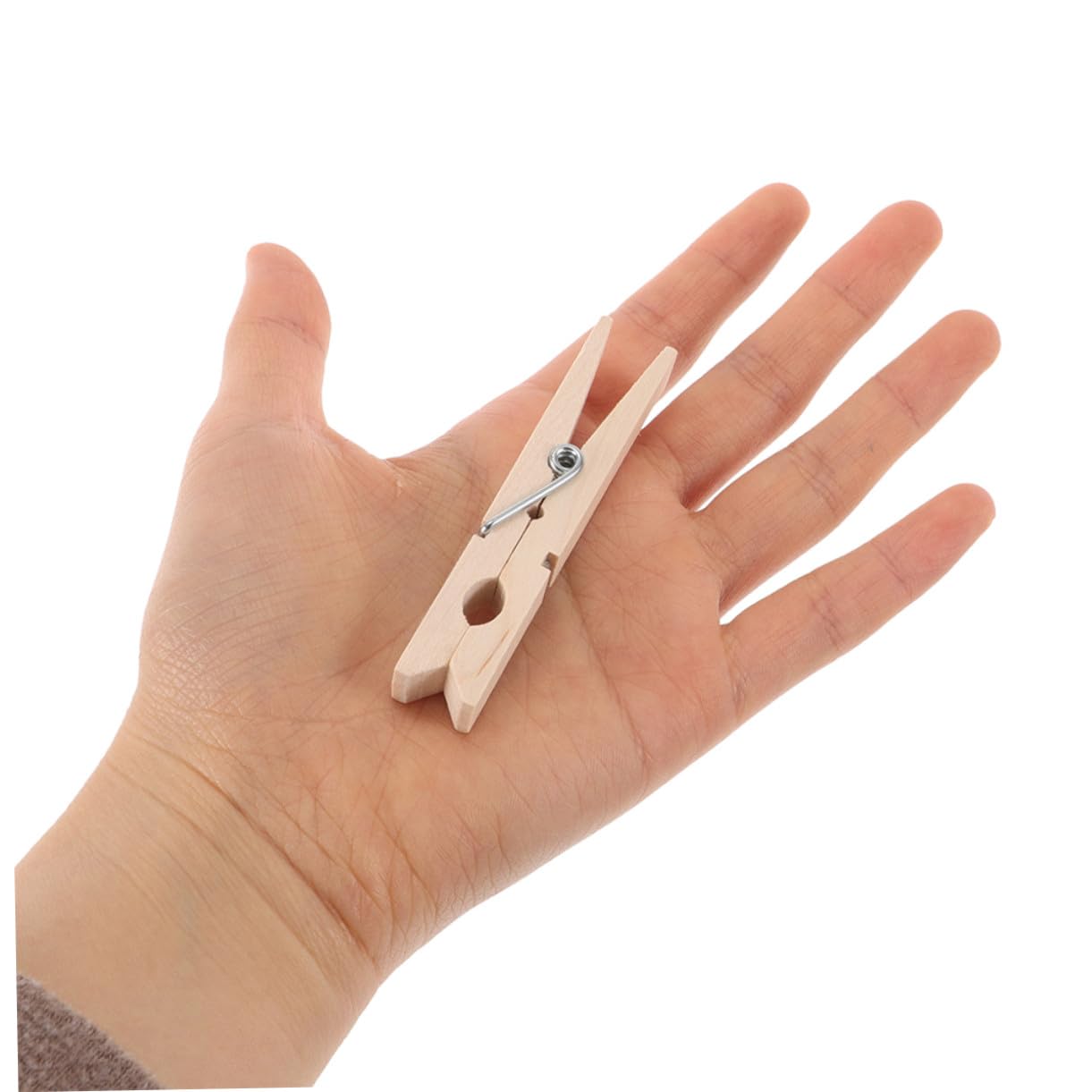 INOOMP 70 Piezas Pinzas de Madera para Ropa Unidades Diseño Antideslizante y Resistente al Viento Clips sin Pintar para Colgar Fotos Manualidades y Secado Seguro Exteriores
