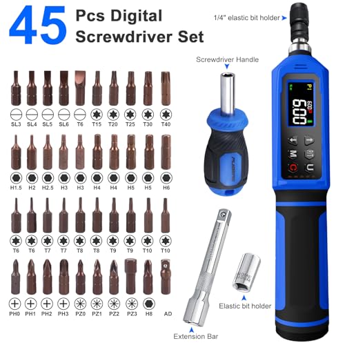 PUIBERS 46 Pcs Digital Torque Screwdriver Set