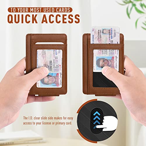 Zitahli Wallet Men-Magnetic Money Clip-Slim And Minimalist Card Case-Id Window Front Pocket Wallet Gift Boxing Brown #TOP5