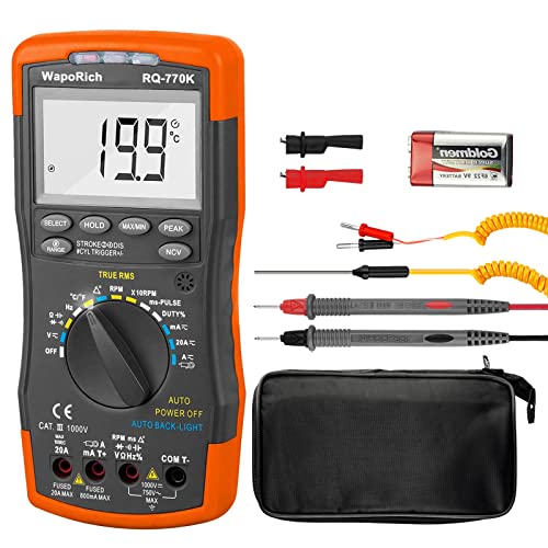 Image of Digital Multimeter RQ-770K, Automotive Multimeter for AC /DA Current Voltage, Temperature, Resistance, Capacitance, NCV, Dwell Angle, Pulse Width, Duty Cycle