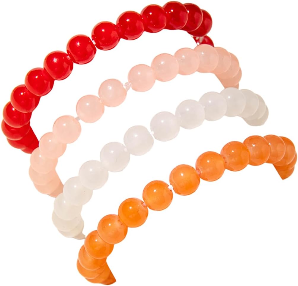 4/8Pcs Colorful Crystal Round Beaded Stackable Bracelets Set Handmade Multicolor Glass Beads Stretch Bracelet Friendship Preppy Statement for Women Men Party Jewelry Gifts