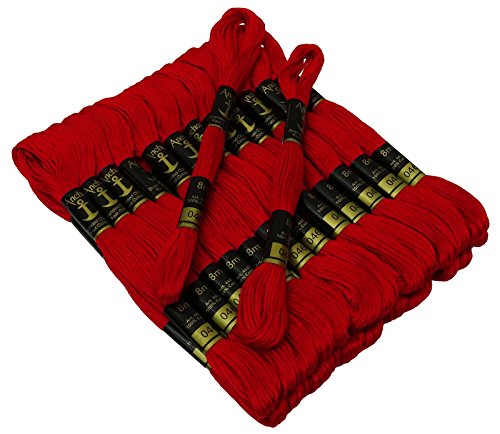 Image of Cross Stitch Hand Embroidery Thread Stranded Cotton Craft Sewing Floss 25 Skeins-Red