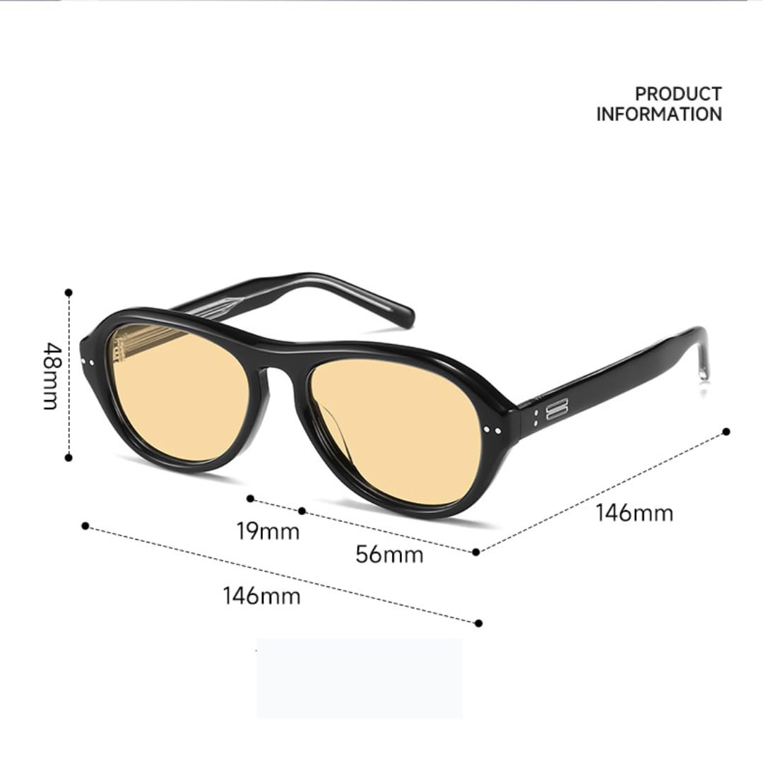 Occhiali da sole ovali con montatura in acetato e lenti spesse in nylon, alla moda con protezione UV400.