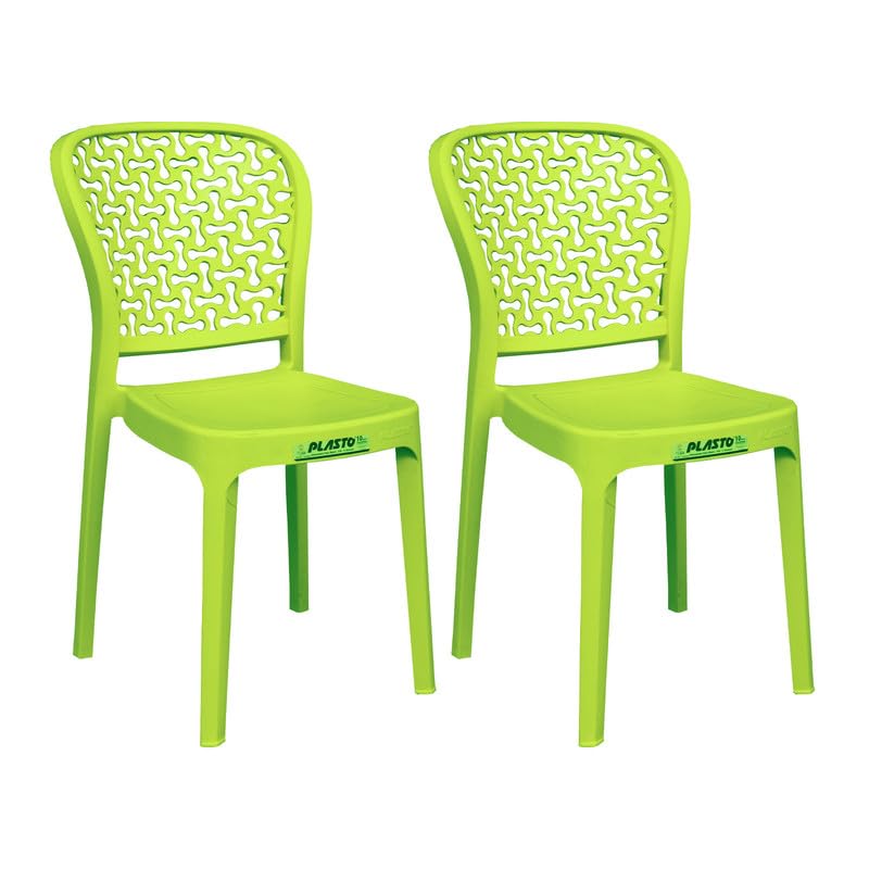 Image of Plasto Chair Luxury with Comfortable Back Posture, Without arm, Dining, Bedroom, Kitchen, Living Room, Garden | Bearing 150KG Capacity | Strong & Sturdy (Green)