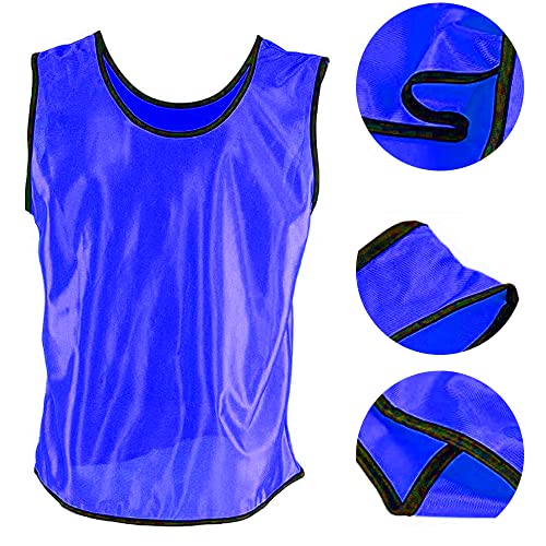 DALLX Sports Scrimmage Nylon Mesh Team Practice Vests Pinnies Jerseys Bibs for Children Adult Youth Soccer Volleyball Blue - Image 3