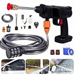Portable Cordless Pressure Washer-Jet Wash with 2 Rechargeable Battery-5M Water Hoses,6 in 1 nozzles, foam bottle-For Washing Cars, Fence, Floor Cleaning