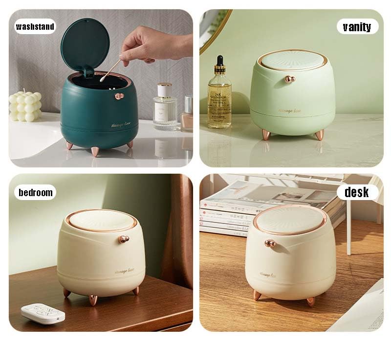 Miniatura 6 de Mini bote de basura para encimera con 40 bolsas de basura, bonito bote de basura con tapa tipo prensa, cubo de basura de 0.7 galones3 litros, mini