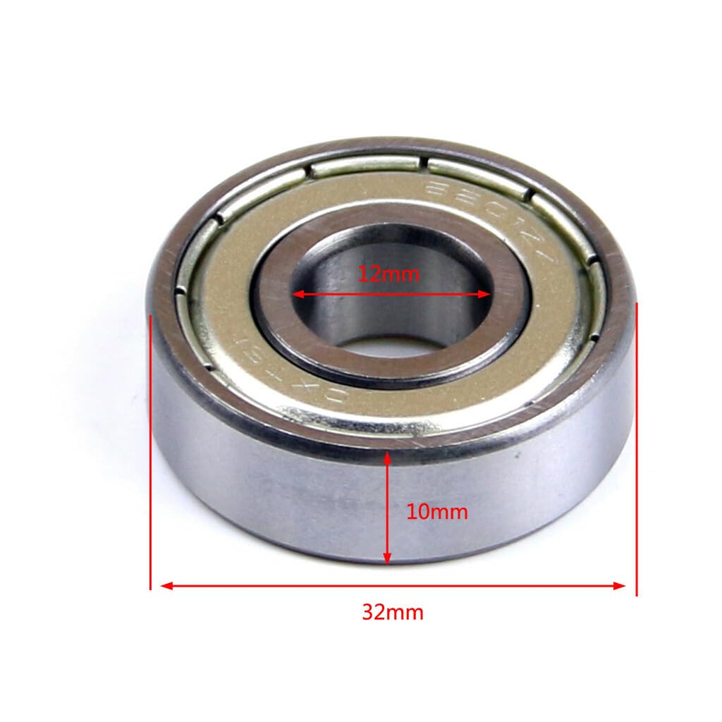 DEEG 10 Pack 6201-1/2-ZZ Bearing Lubricated Chrome Steel Sealed Ball Bearing - 12.7x32x10mm Bearings Replacement for Coleman RV air Conditioner Fan Motor Bearings