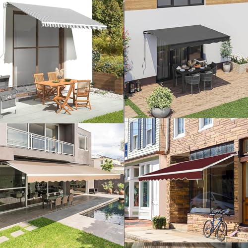 Auvent de terrasse tissu polyester imperméable kaki grande taille 7m
