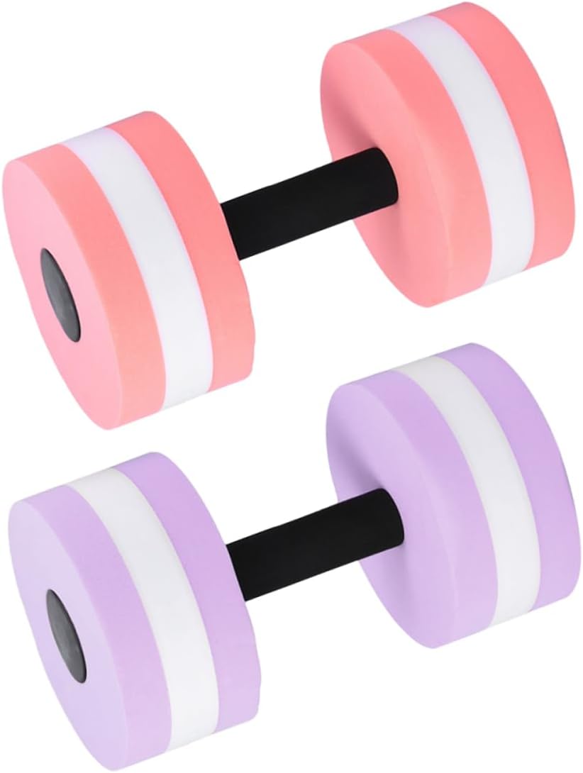 Mikinona 2Pcs Eva Floating Dumbbell Water Aerobics Equipment for Resistance Training Durable Fitness Barbells for Pool Exercise for Women Men Random Color