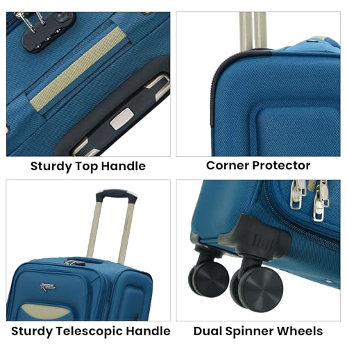 Image of AMERICAN TRAVELLER Embossed Trolley Bag | Travel Suitcase Luggage | Cabin, Medium, Large, 18% Expandable, 360 Dual Disc Spinner Wheels, Lock & Telescopic Handle