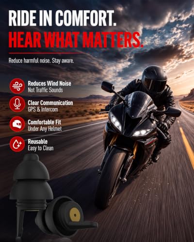 Image of Motorcycle Ear Plugs for Wind Noise Reduction, 2 Pairs Reusable Motorcycle Accessories - Moto Earplugs, Soft Comfortable Hearing Protection for Motorbike, Touring, Racing, Riding - 25dB, Biker Gifts