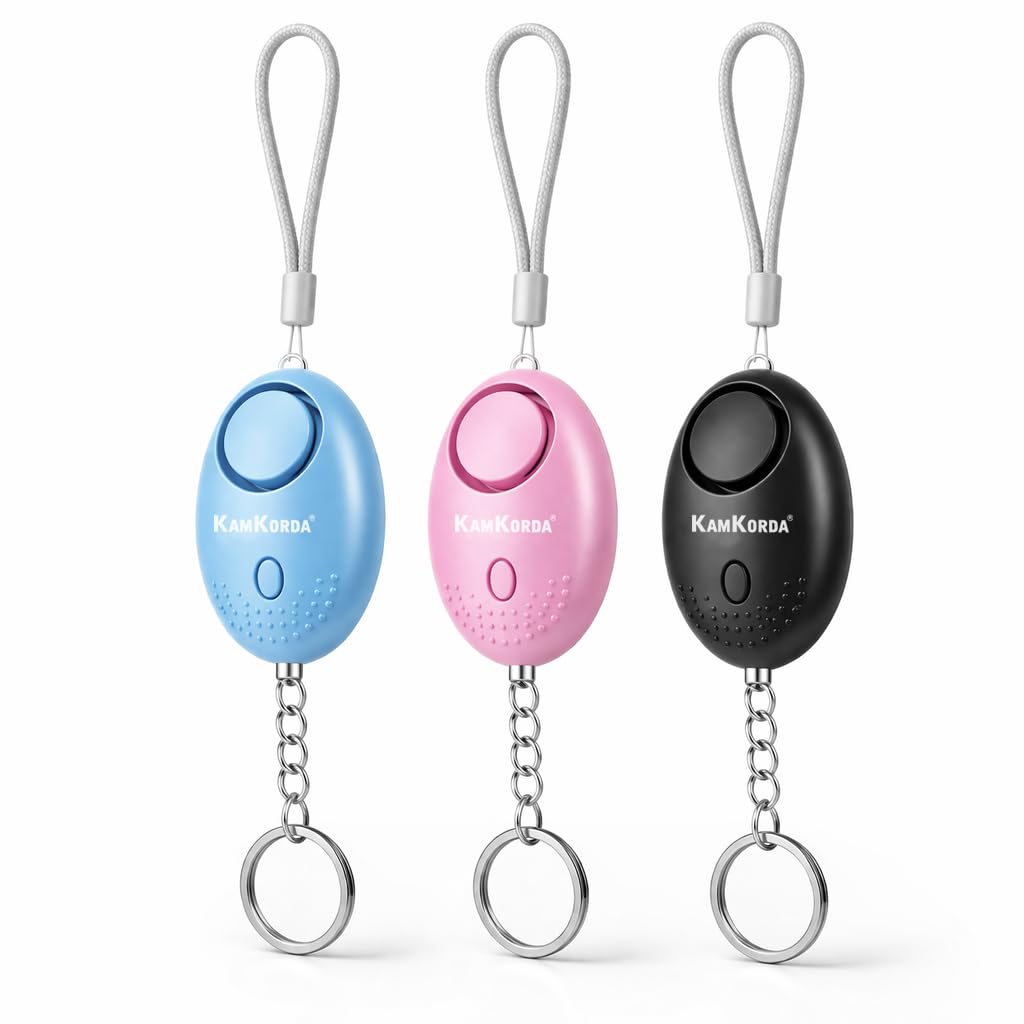 Kamkorda Women's Blue Pink Black Personal Alarm For & Men, 140Db Self Defense Siren, Personal Safety Alarm, 3-Pack With Batteries, Alarm, Elderly Protection, Emergency Alert