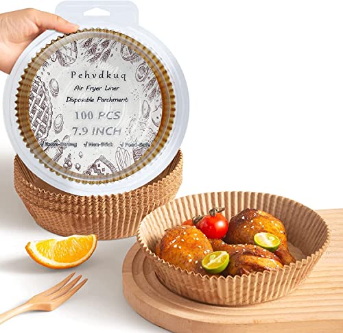 100PCS Disposable Air Fryer Liner, Sheets, Unleasched Round Large Parchment Baking Paper for 4-8 Qt Airfryer
