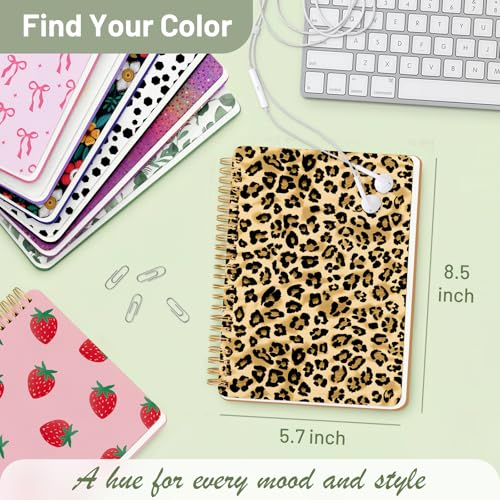 Carnet A5 à spirales léopard avec pochette de rangement pratique