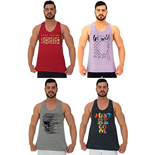 Kit 4 Regata Cavada Masculina MXD Conceito Cores Coloridas Para Todos Estilos Caveira Academia Trein