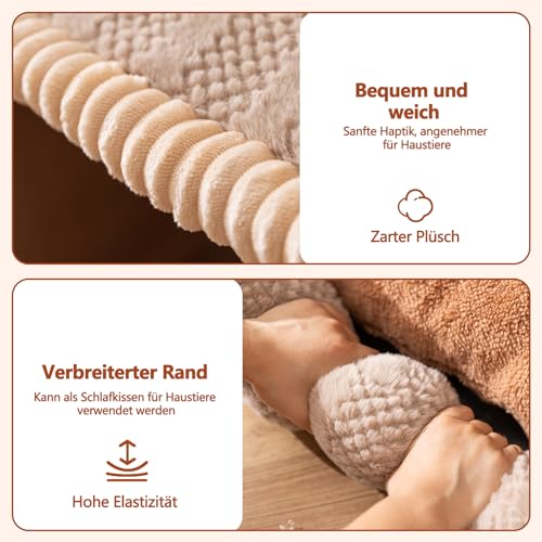 Galatée Hundebett, Waschbares, Faltbares, Weiches Katzenhöhlenbett Mit Abnehmbarem Kissen, Süßes Katzenhaus, Haustiernest Für Den Innenbereich Mit Rutschfester Unterseite(XL, Hellbraun)