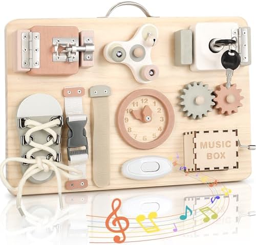 Joyreal Paneles Sensoriales Montessori - Busy Board Madera Tabler...