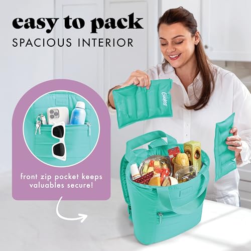 Image of Fit & Fresh Mari Cooler Backpack for Women, Insulated Leakproof Soft Cooler Bag (12 Can), Lunch Tote, Beach Cooler, Lightweight Travel Picnic Tote, Teal