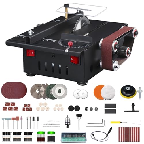 Mini sega circolare da tavolo con 4 lame, sega da taglio e levigatrice a nastro in uno, 600 Watt, multifunzione, portatile, in miniatura, con quattro ventole, accessori completi