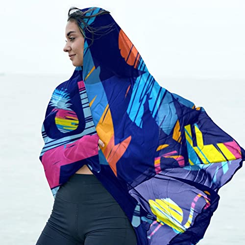 Écharpe légère pour femme bleu et multicolore contre le vent frais