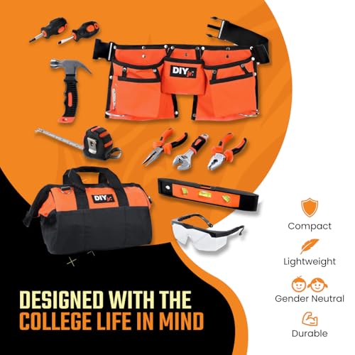 DormEase Campus Life Tool Set - Compact All-in-One Tool Kit for College Students, Dorm Essentials for Young Adults, Perfect Gift for First Apartment, DIY Repairs, Size Small Tool Belt by DIY jr - Used condition - Image 7