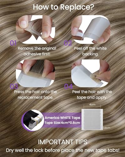 Image of LaaVoo Tape in Extensions Human Hair Balayage Tape in Hair Extensions Human Hair Ash Brown to Blonde Mix with Platinum Blonde Tape ins Hair Extensions Seamless 14 Inch 50g 20Pcs