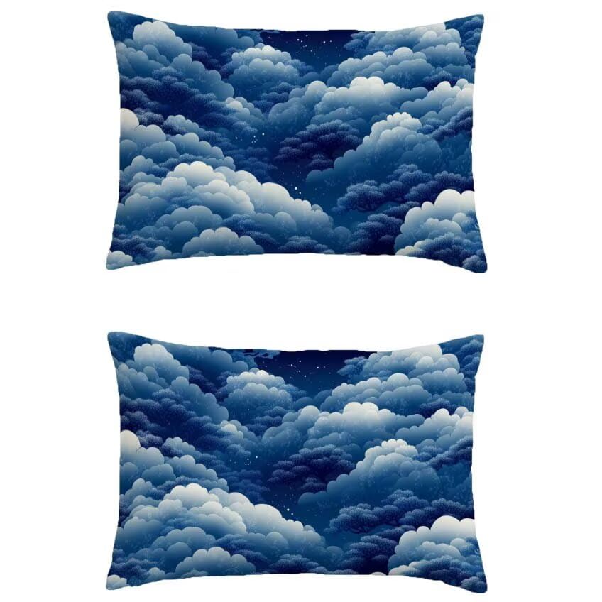Housse coussin exterieur bleu marine 80x100 lin impermeable