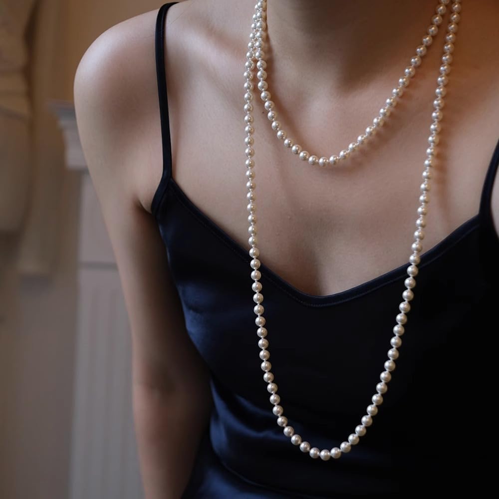 Long Pearl Necklace for women - Elegant Long Necklaces for Women Classic Pearl Choker Necklaces for Women Luxurious Pearl Necklaces for women Timeless Pearls Necklaces for Women Perfect for Weddings Parties Special Occasions - Image 7