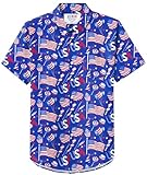 Arvilhill Chemise boutonnée à manches courtes pour homme Motif drapeau américain, Bleu - Drapeau des États-Unis et bonbons, Taille L