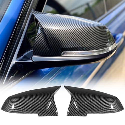 GEARMONSTER Auto Spiegelkappen, Rückspiegelgehäuse, 1 Paar Rückspiegelkappe Ersatz für Seitenspiegel Abdeckung Kompatibel mit BMW F20 F21 F22 F23 F30 F31 F32 F33 F36 X1 E84 i3 M2 F87 (Kohlefaser)
