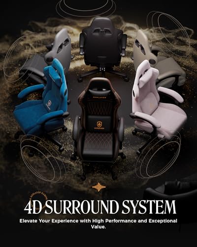 Image of GTPLAYER Gaming Chair with Speakers, Video Game Chairs with Footrest, PC Gamer Chairs for Adults - Padded High Back Ergonomic Reclining Silla Gamer, Linkage Armrest, Ace Pro, Black & Orange Stitch