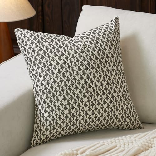 Floral Pillow Covers 18x18 Pillow Cover Block Print Couch Pillows...