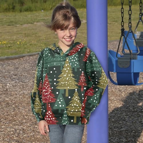 Kids Hoodies Sweaters Christmas Xmas Trees Hooded Sweatshirts with Big Pockets for Boys Girls B04003284