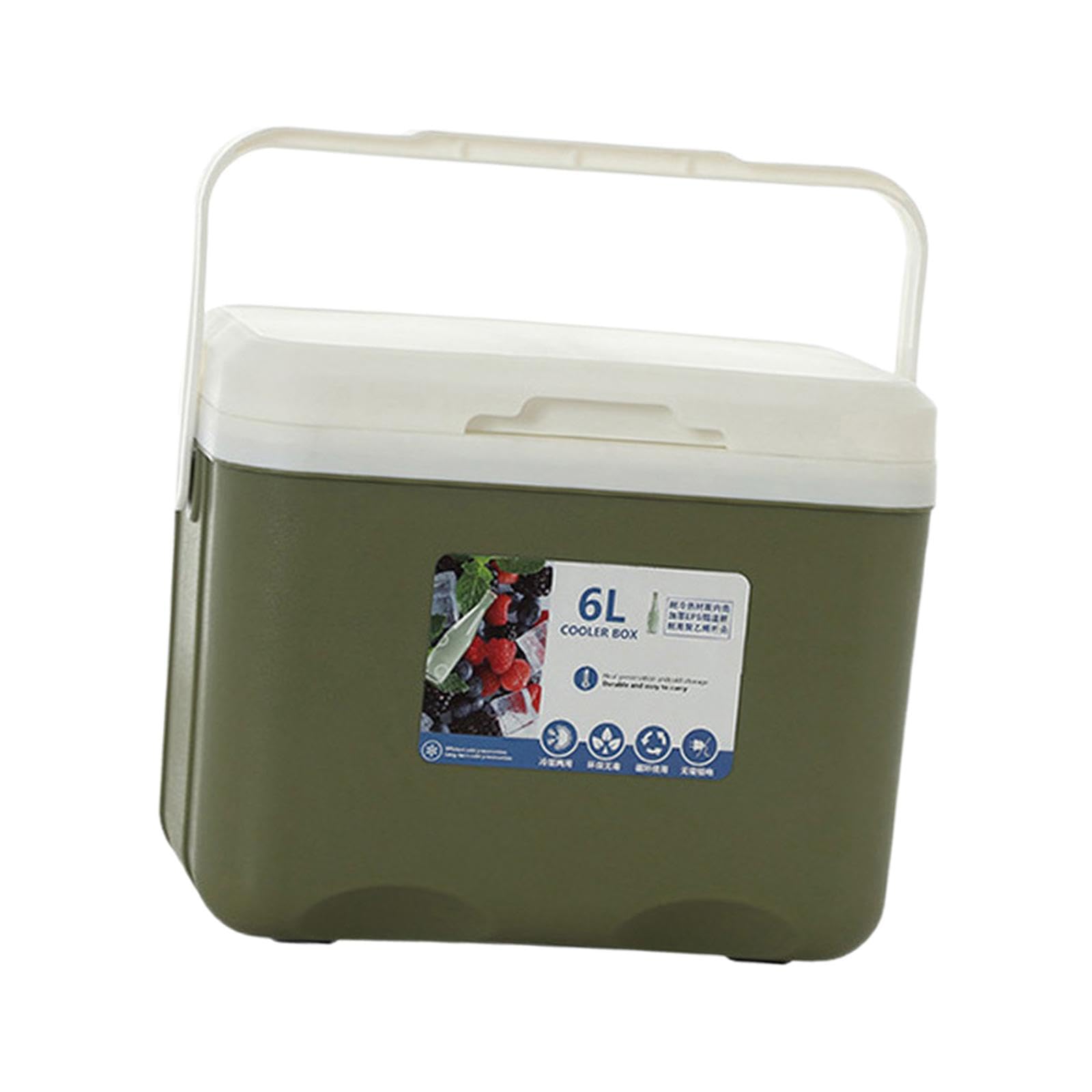 perfk Box Ice Box for Freeze/Hot Food with Handle 6L Insulated Box Ice Chest Small for Boat Picnic Camping Fishing Food, Green